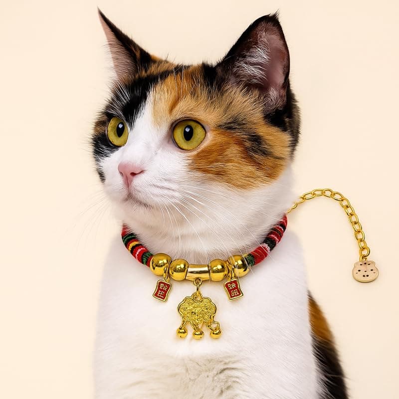 PSK PET MART Pets Adjustable Cat Collar Necklace with Bell for Kitten & Puppy (Color N Design May Vary)