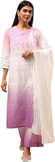 BIBA Women Cotton Straight Dyed Suit Set