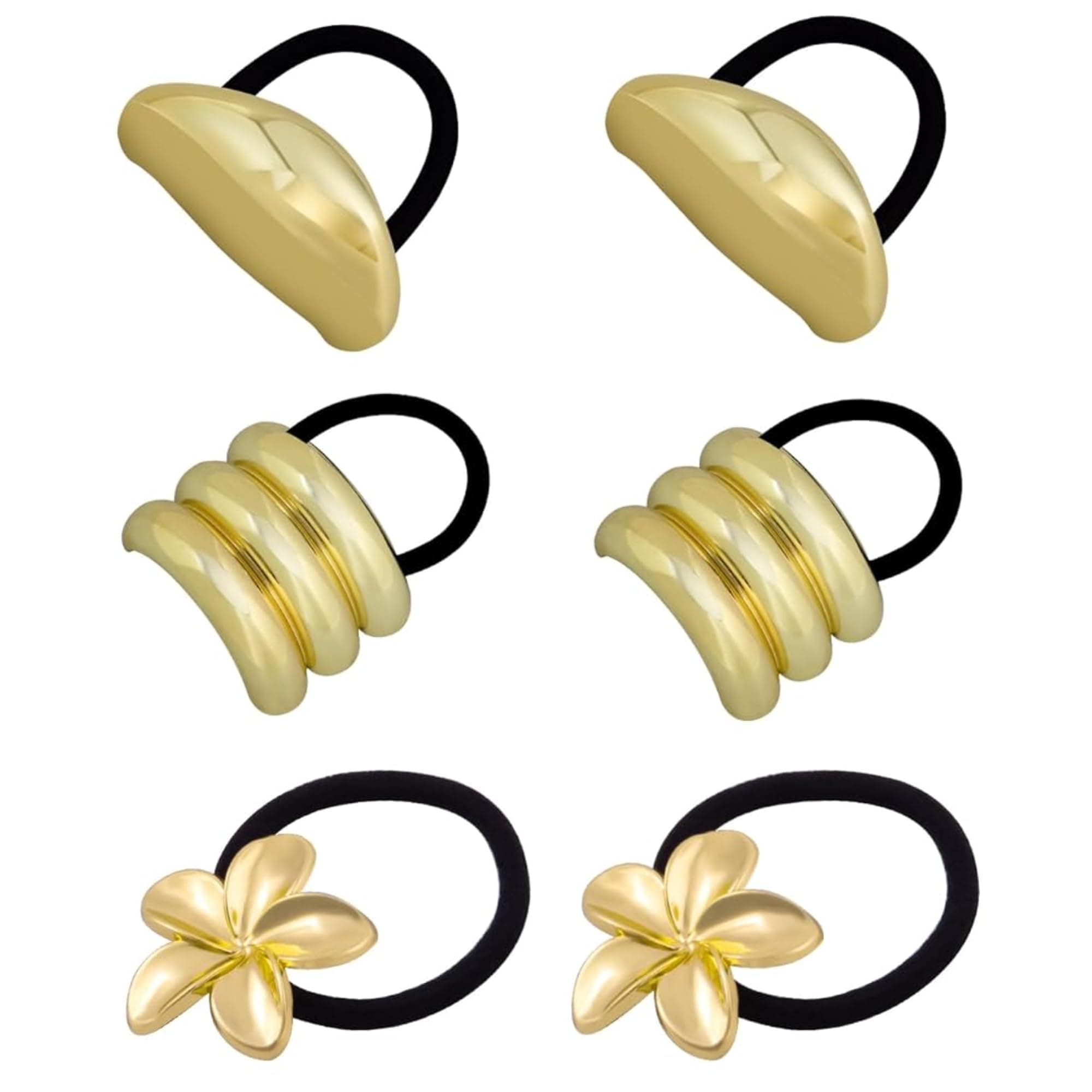 VORSET 3PCS Metal Gold & Silver Hair Accessories for Women, Elegant Geometric Design Hair Ties for Ponytail Holders, Stretchy and Non-Damage Gold Hair Cuffs (gold)