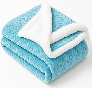 BSB HOME New Born Baby Blanket – All Season 2 Layer Fluffy AC Wrapping Sheet, Ultra Soft Flannel & Sherpa Blanket for Baby Boys & Girls (0–24 Months, 130 x 105 cm, Lightweight Color - Sky Blue
