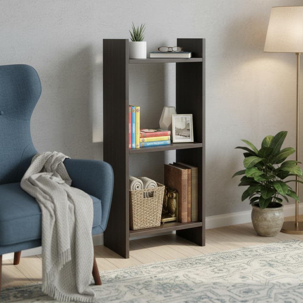 FURNEASER Denn 3-Tier Engineered Wood Multipurpose Bookscase Rack Bookshelf, Storage Cabinet Organizer Stand for Home & Office - DIY Rack (Wenge New)