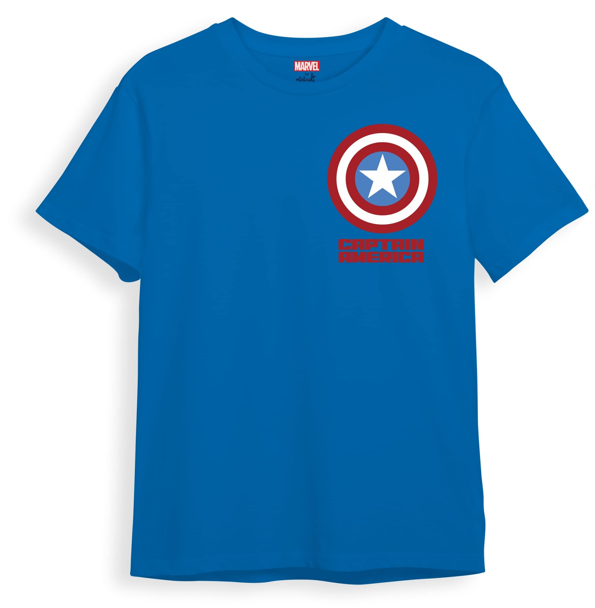 minicult Marvel's Avenger Regular Fit Character Printed Tshirt for Boys and Girls (Captain America)(Blue 3)(Pack of 1)