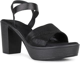 Inc.5 Womens Black Party Wear Solid Round Toe Platform Heel Sandals Heeled