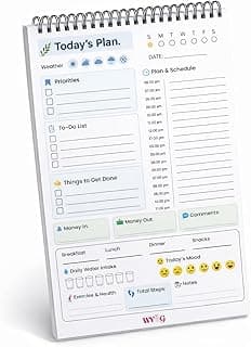 Daily Planner Notepad | Undated | One Page A5 | 100 GSM No Bleed | To Do List & Daily Schedule Notepad | 100 Sheets | Productivity Note Pad