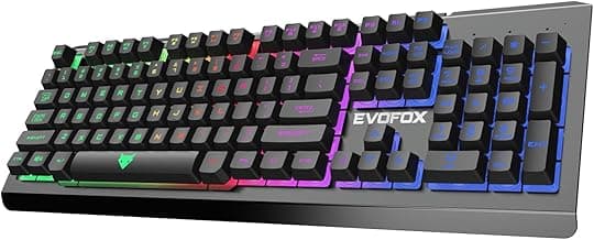 EvoFox Warhammer Semi-Mechanical Gaming Keyboard with Breathing Effect LED Backlit | Metal Top | Floating Keycaps | 19 Anti Ghosting Keys | Windows Lock Key | Braided Cable | (Black)