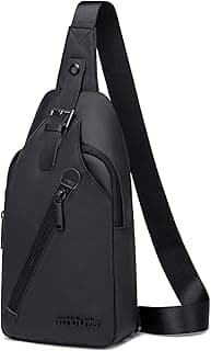 ah arctic hunter Arctic Hunter Slim Sling Bag for Men Crossbody Pack Chest Bag for Upto 8-inch iPad Small with Earphone Port Water-resistant One Shoulder Side Pouch Mobile Passport Bag for Travel Daypack Office,Black