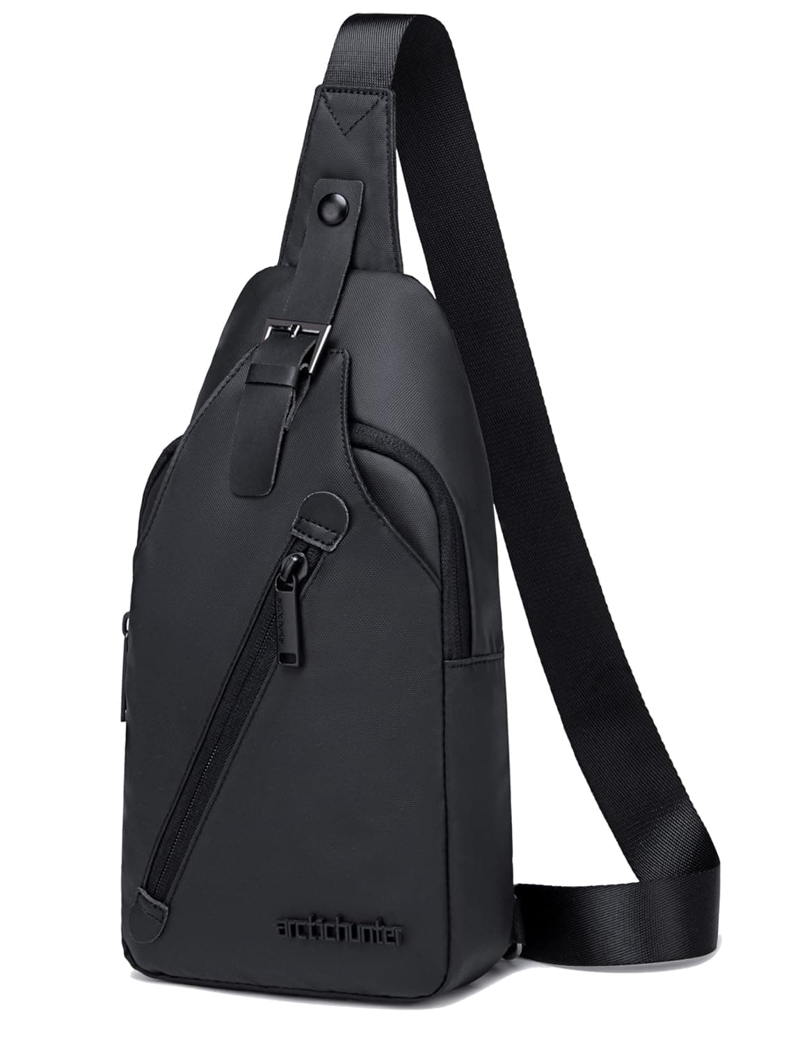 Arctic Hunter Slim Sling Bag for Men Crossbody Pack Chest Bag for Upto 8-inch iPad Small with Earphone Port Water-resistant One Shoulder Side Pouch Mobile Passport Bag for Travel Daypack Office,Black