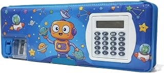YBN Multipurpose Magnetic Pencil Box with Calculator & Dual Sharpener Geometry Box for Girls & Boys for School | Big Size Cartoon Printed Pencil Case for Kids Plastic -