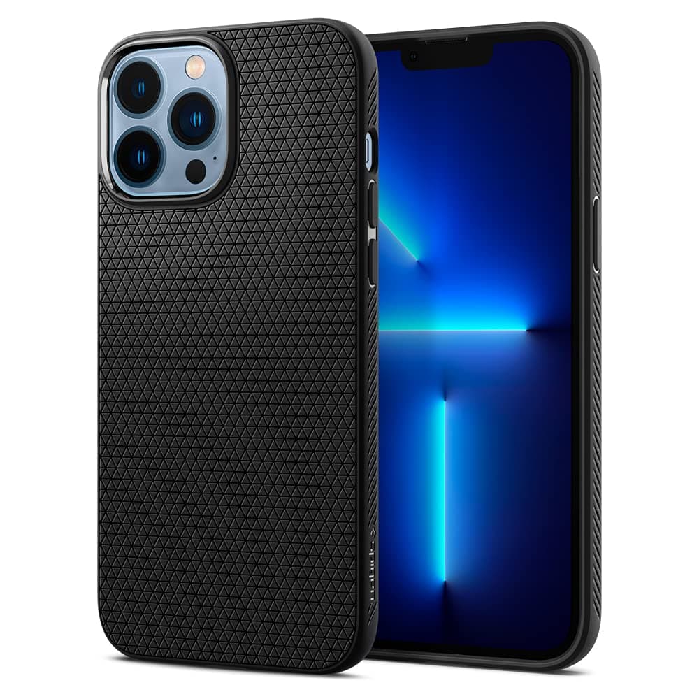 Spigen Liquid Air Back Cover Case for iPhone 13 Pro Max, Durable Protection, Air Cushion Technology - TPU | Matte Black