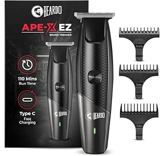 BEARDO Ape-X EZ Trimmer for Men Beard | 110 Min Run Time | 7000 RPM Motor | Lithium Ion Battery | Multiple Length Settings | Durable Blades | Beard Trimmer for Gen Z