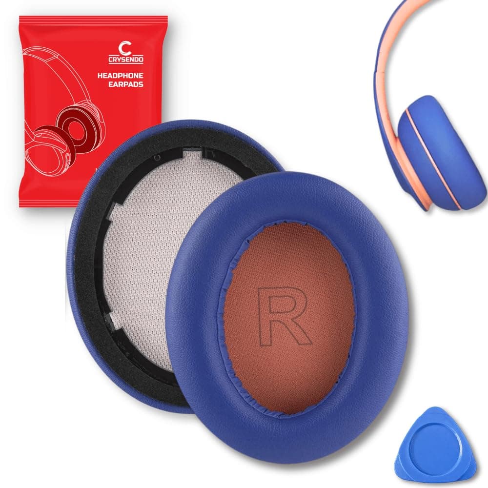 Crysendo Replacement Ear Pads for Anker Soundcore Life Q10 / Q10 Bluetooth | Protein Leather replacement headphone cushions for worn earpads; easy-fit replacement design; for compatible headphones; Blue
