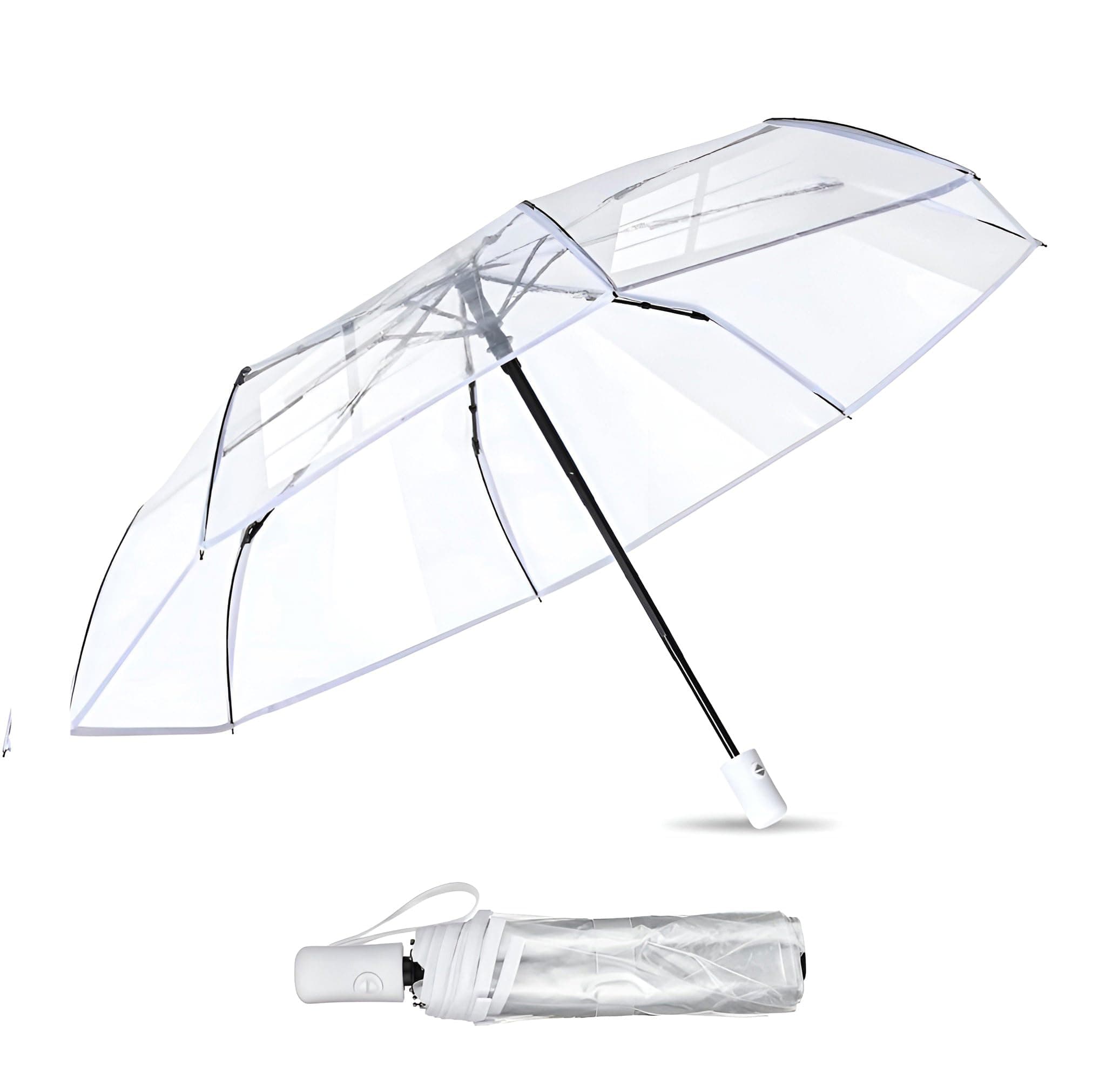 Contacts Transparent Windproof Travel Waterproof Canopy, Strong Fiberglass Frame Portable Umbrella for Rain