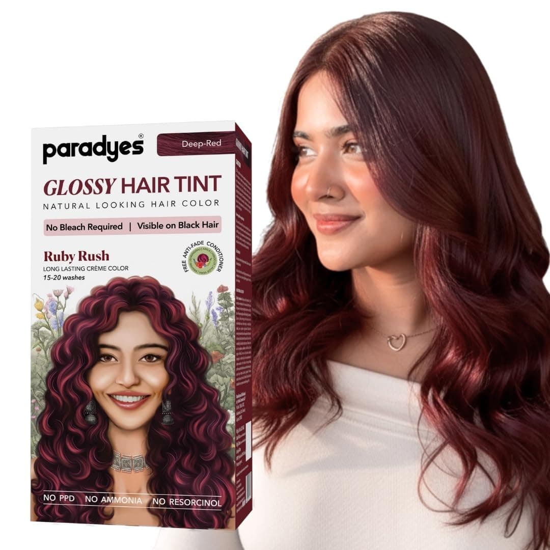 Paradyes Ruby Rush No Bleach Hair Tint | Glossy Hair Color | Visible on Virgin Black Hair | Natural-Looking, Glossy Finish | PPD-Free