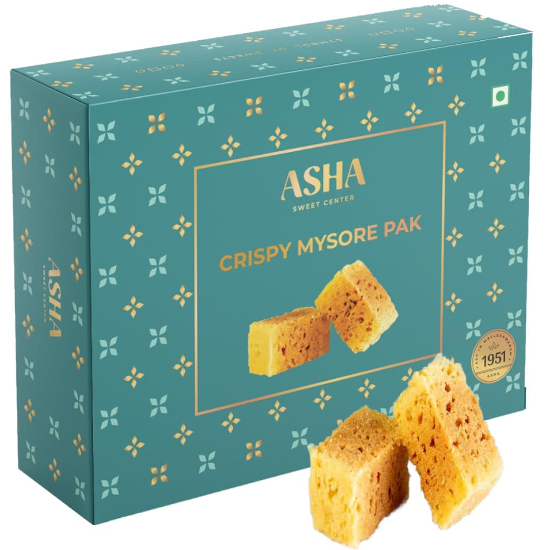 ASHA SWEET CENTER Crispy Mysore Pak 150G|Premium Besan Mysore Pak|Traditional Flavor With Perfect Crispy And Delicious South Indian Ghee Mithai With Real Taste|Crunchy Gift Box For Special Occasion