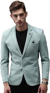 SHOWOFFFF Men Solid Front-Open Casual Blazer | Notched Lapel Full Sleeves Cotton Blazer for Mens | Slim Fit Regular Length Blazer for Men's