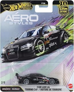 Hot Wheels Aero Styles 2008 Audi A4 Touring Car Car Culture 1:64 Scale Die-Cast Car 2/5 (Black)