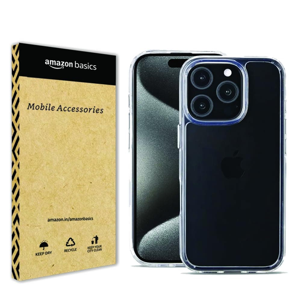 amazon basics Ultra Hybrid Back Cover Case Compatible with iPhone 16 Pro (TPU + Poly Carbonate | Crystal Clear)
