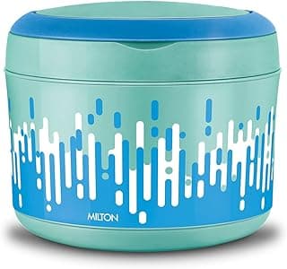 MILTON Big Bite Lunch Box PU Insulated Double-Walled Stainless Steel Container with Inner Partition Plate & Carrying Handle, 900 ml, Aqua Green for Travelling, School & Office