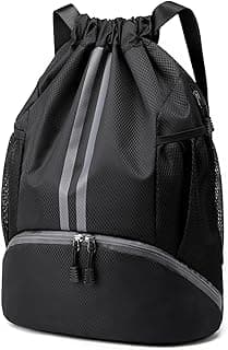 Leosportz Sports Drawstring Bag Backpack for Men Women - Basketball Bag Gym Backpack Dedicated Shoe Compartment | Waterproof Large Space Gym Bag