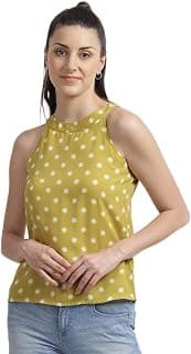 Zink London Lime Yellow Polka Dots Regular Top
