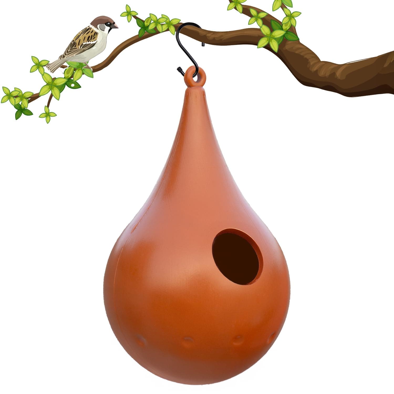 BIRDSHALA Hanging Bird House for Small Birds | Sparrow Nest Box with Drainage Hole | Weatherproof ABS Bird Home with Hook & Nesting Material | Outdoor Balcony Garden Bird Shelter (1)