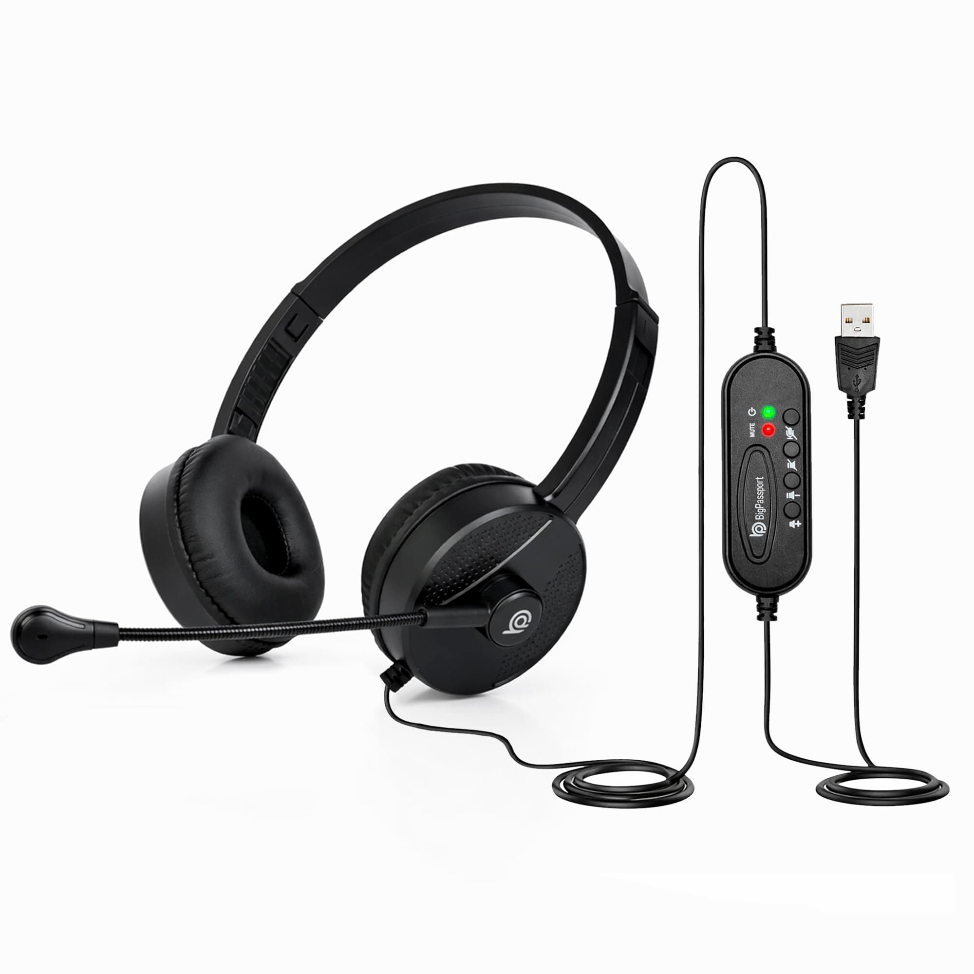 USB Headphone with Noise Cancellation Mic | Light Weight Wired Headset for Online Meetings & Office Calls | USB Headphones for PC & Laptop | Model: Pro-Tech 650 (Black)