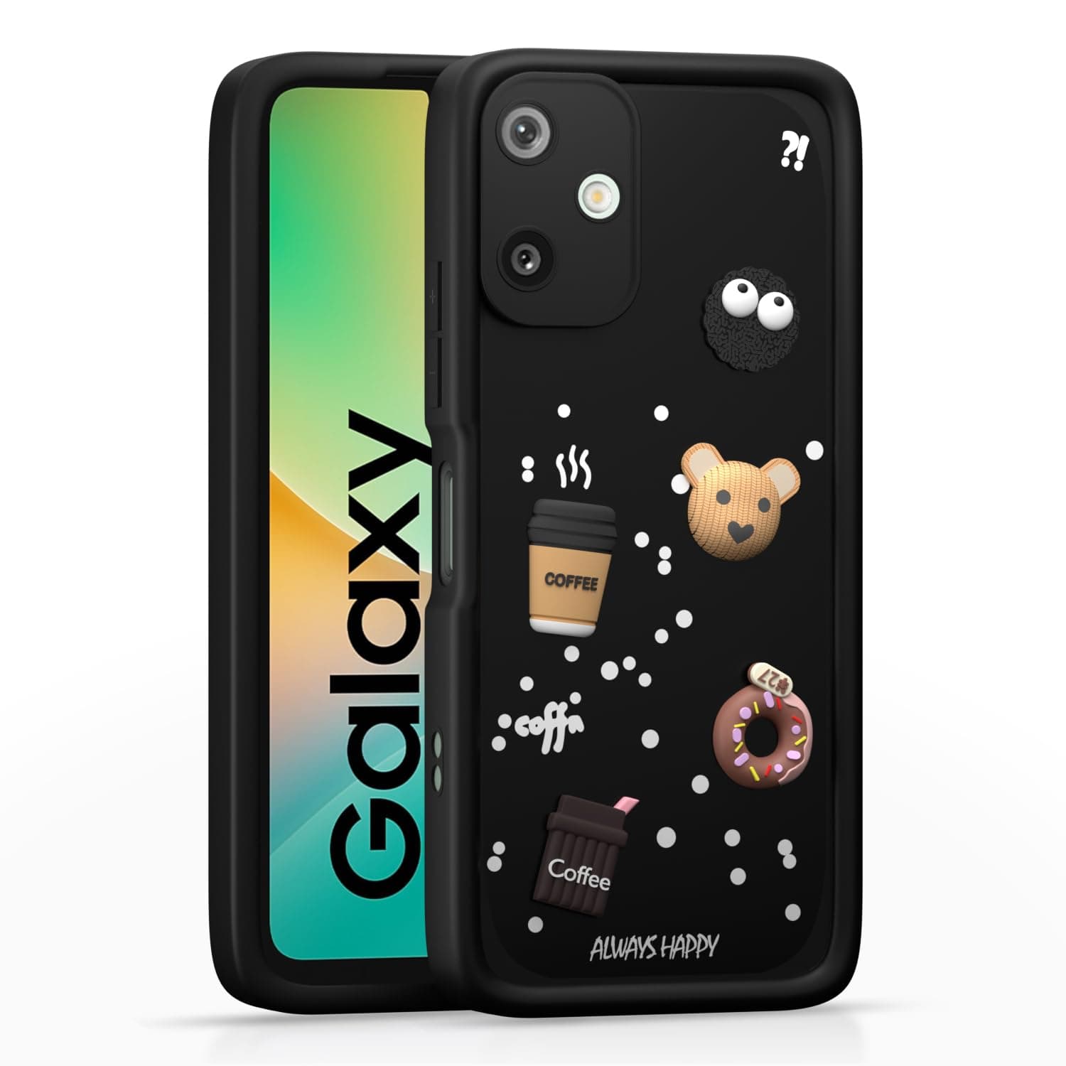 Amazon Basic Back Cover for Samsung Galaxy F06 5G / M06 5G | Cute Fun Cartoon 3D Bear Silicone Full Body Protection Bumper Cover (Black)