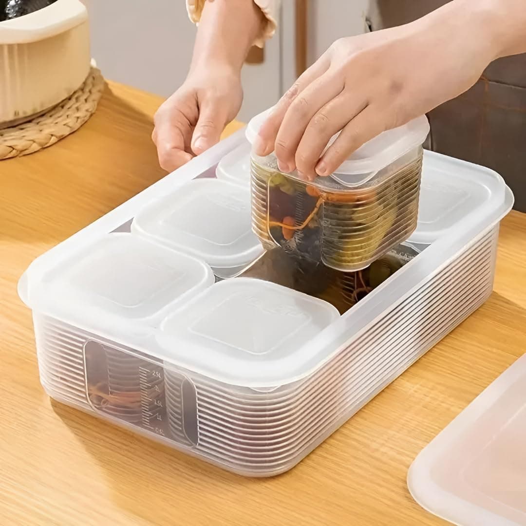 ZOCKRIX Large Kitchen Storage Box with Lid, Multi Compartment Food Storage Container Set with Individual Containers - Fridge & Freezer Organizer Tray for Snacks, Dry Fruits, Spices and Meal Prep