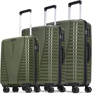 Aristocrat Airpro Set of 3 Large Size (Check-in), Medium Size (Check-in) & Cabin (Small Size) Hard Case Trolley Bags, 8 Wheels, Polypropylene Case, Unisex, 3-Yr Global Warranty, Ivy Green