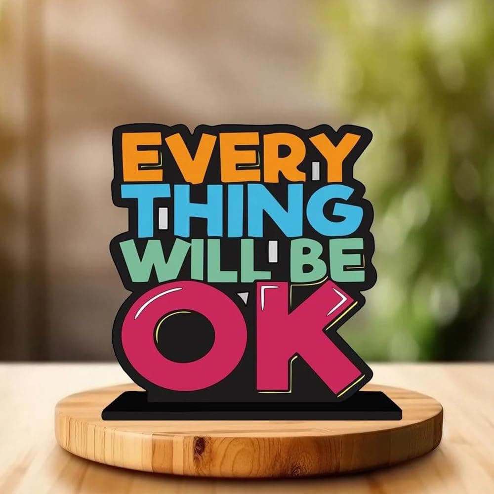 OFIXO Wooden Showpiece Motivational Quotes Everything Ok Tabletop Home Decoration