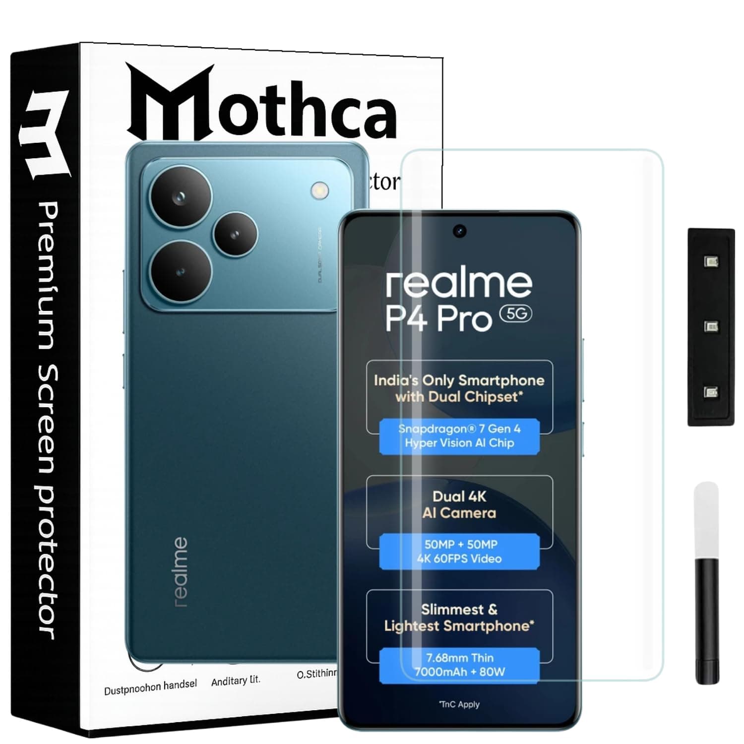 Mothca Curved UV Tempered Glass Screen Protector for Realme P4 Pro 5G | HD Clear | Full Screen Coverage | Pack of 1