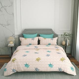 Bombay Dyeing King Size Cotton Bedsheet 160 Thread Count, Soft & Breathable, King Size: 274cm x 274cm with 2 Pillow Covers - EK06 (Pink)