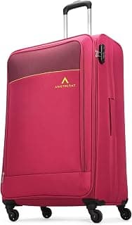 Aristocrat Polyester Oasis Plus Large Size Soft Check in Spinner Luggage (79 Cm)|Spacious Polyeste Trolley with 4 Wheels and Combination Lock|Dazzling Red|Unisex| 3 Years Warranty