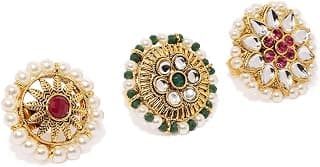 ZAVERI PEARLS Combo Of 3 Traditional Adjustable Finger Ring For Women-ZPFK8732