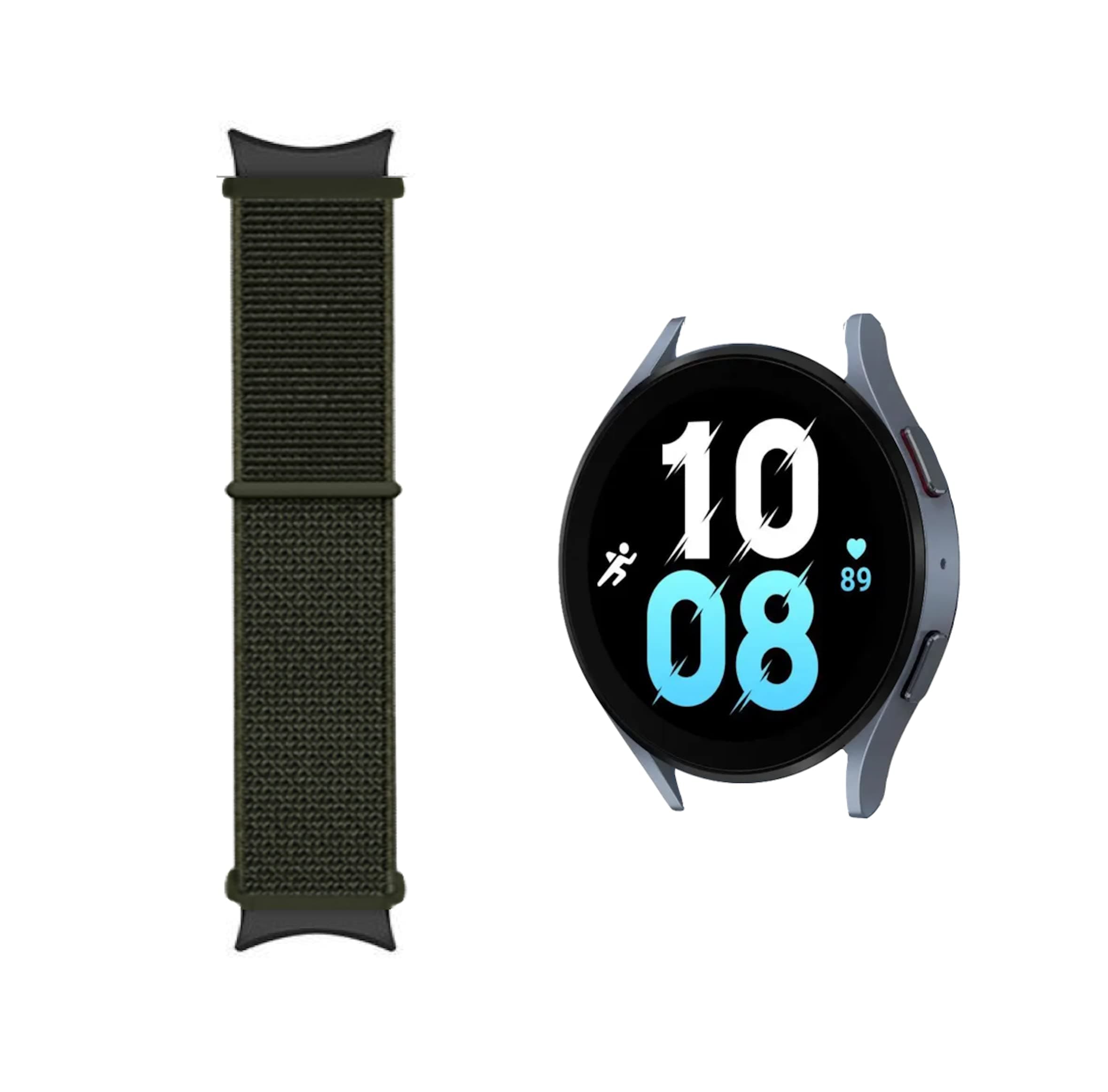 YODI 20MM No-Gap G-Hook Apline Loop Nylon Watch Band Compatible with Samsung Watch 5 Pro 45mm / Galaxy Watch 5 40mm 44mm / Galaxy Watch 4 40mm 44mm / Watch 4 Classic 42mm 46mm Bands, (N-GREEN)
