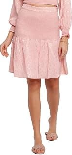 Zink London Women's Pink Printed Flared Skirt