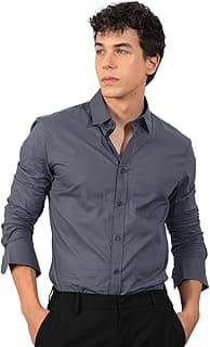 Pinkmint Mens Cotton Blend Regular Fit Long Sleeve Button Down White Shirt for Men Collared Casual Formal Soild Shirt