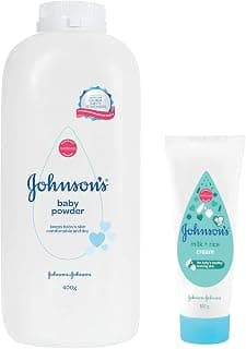 Johnson's Baby Powder (400g) & Baby Milk and Rice Cream for Summer, 100g