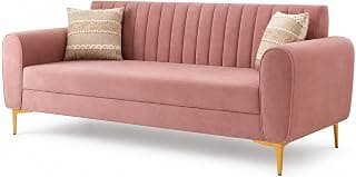 1 Seater Sofa for Living Room | Modern Single Seater Sofa | Upholstered Cushioned Lounge Chair for Home, Bedroom & Office | Pink