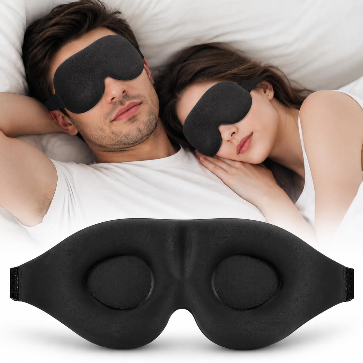 Evadely Eye Mask for Sleeping Men & Women | 3D Memory Foam Sleeping Eye Mask | Complete Blackout Sleep Mask | Soft Adjustable Sleep Mask | Eye Cover for Sleep, Travel, Meditation, Yoga & Nap