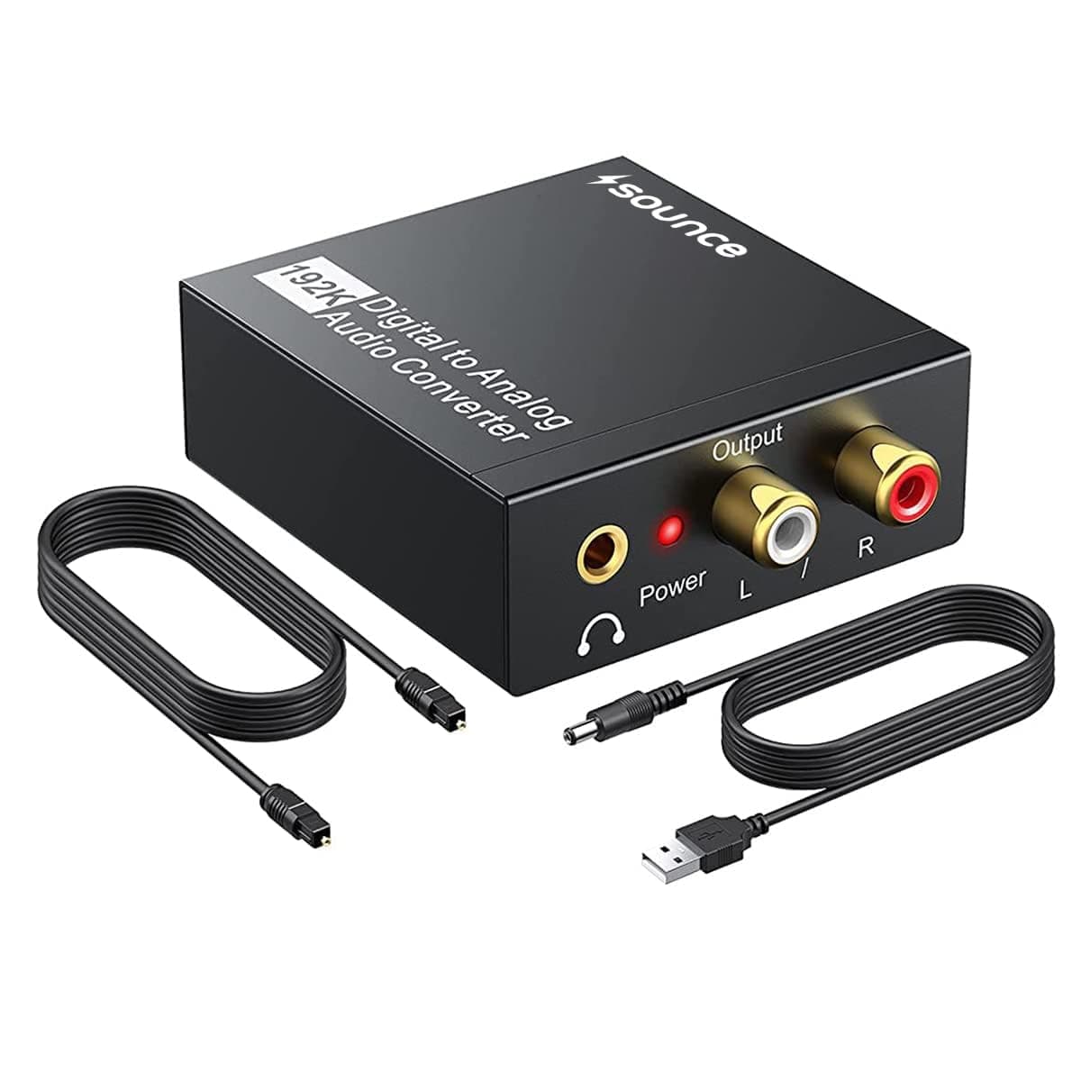 Sounce 192KHz Digital to Analog Audio Converter DAC Digital SPDIF Optical to Analog L/R RCA Converter Toslink Optical to 3.5mm Jack Adapter for PS3 HD DVD PS4 Amp Apple TV Home Cinema