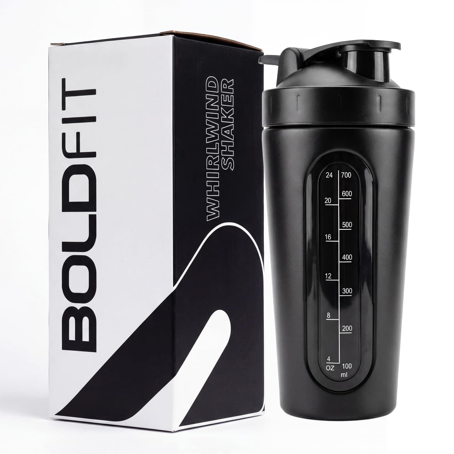 Boldfit Stainless Steel Protein Shaker Bottle 750ml with Glass Window, Leakproof Metal Shaker for Gym with Blender Ball, BPA-Free, Odor-Resistant, Heavy-Duty Mixer for Pre & Post Workout Supplements