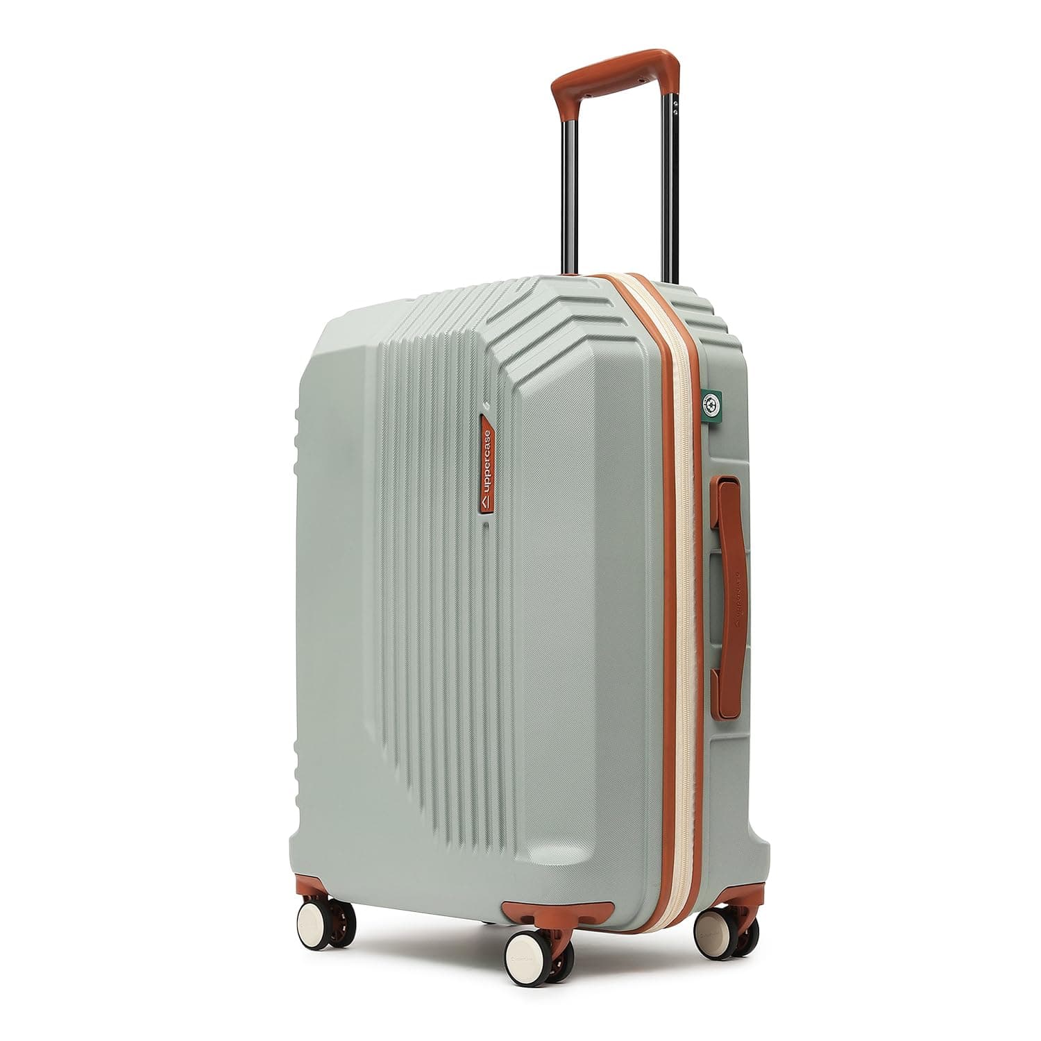 uppercase Vector (Medium) 65cm, Check-in Sustainable Trolley Bag, Hardsided Anti-Scratch 8 Wheel Double Spinner Luggage, TSA Lock & Anti-Theft Zippers, Suitcase for Unisex, 2000 Days Warranty (Green)