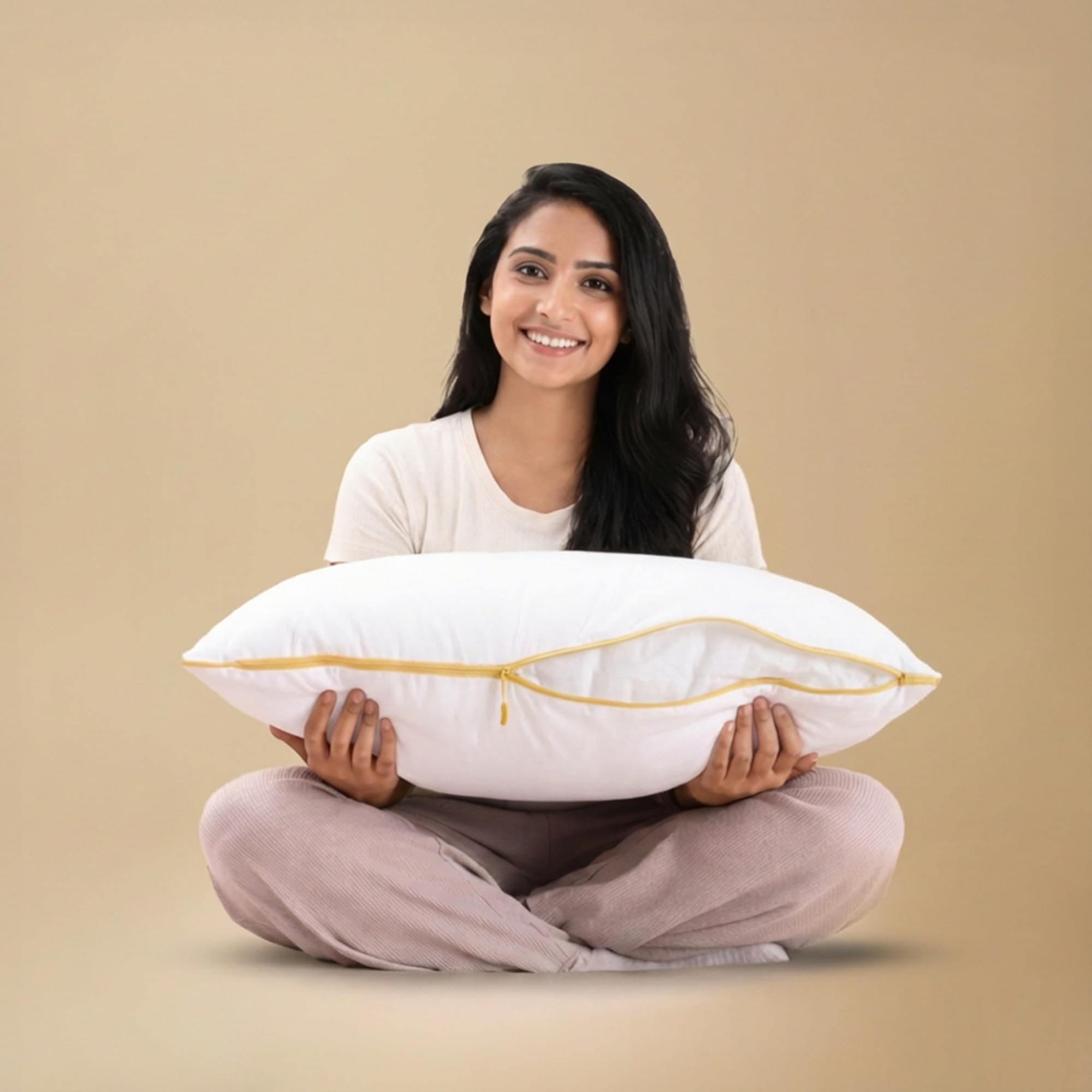SleepyCat Cloud Pillow | Full-Size 100% Virgin Microfiber Pillow with No Lumps No Lint & No Shrinkage Guaranteed | 250TC Luxe Modal Fabric | Zipper Adjustable Firmness | White, Set of 1 (32x20 Inches)