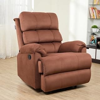 Solis Royale 1 Seater Recliner Sofa Chair | Manual Recliner Lounge Sofa Chairs for Relaxing | Comfortable Cushioned | Living Room Bedroom Home, Office (Hush Puffy - Brown, Hush Puffy - Fabric)