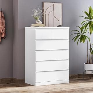 Wakefit Engineered Wood Chest of Drawer | 1 Year Warranty | 6 Drawer Storage Organizer for Bed & Living Room | Centaur - Frosty White