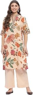 BIBA Women Cotton Blend Straight Printed Suit Set