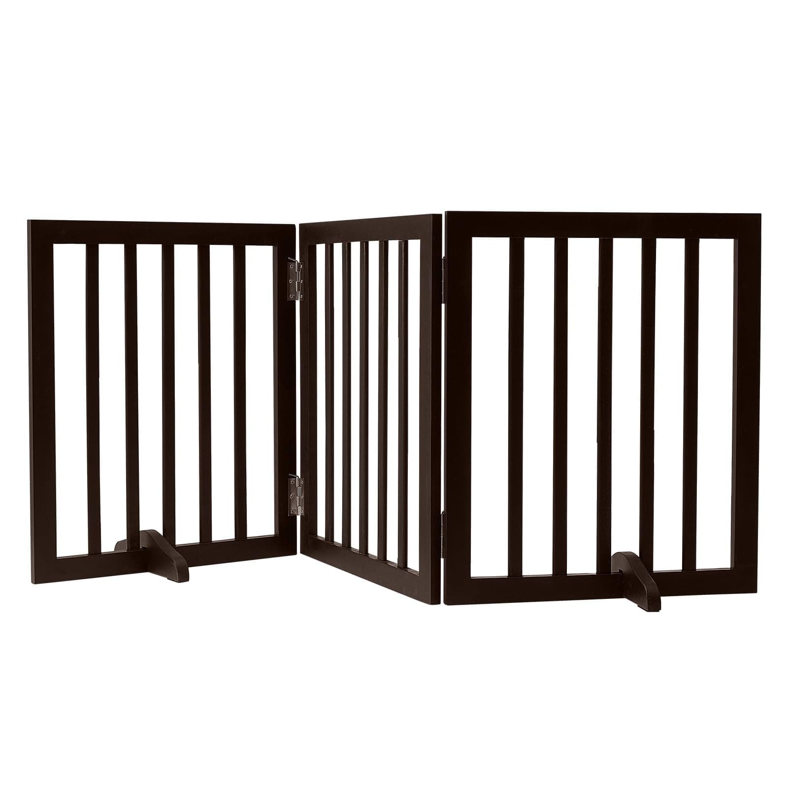 EMIWUD FURNITURE Wooden Freestanding Pet Room Divider for Kids' Safety | Pet Safety Barrier | Indoor Pet Puppy Safety Fence | Dogs Room Partition for Kids and Dogs (Brown, 3 Panel)
