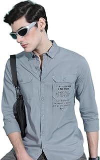 Highlander Men's Slim Fit Casual Shirt | Printed | Long Sleeves | Spread Collar | Casual Shirts for Men