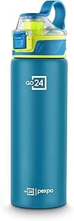 Go24 pexpo Arctic 900 ISI Certified Stainless Steel Fridge/Sipper Water Bottle - 800ml | Flip Top Cap | Single Wall| 1-Year Warranty | For Gym, School, Trekking, Sports -Turquoise Blue